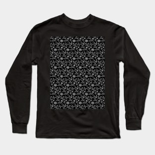black and white plants pattern Long Sleeve T-Shirt